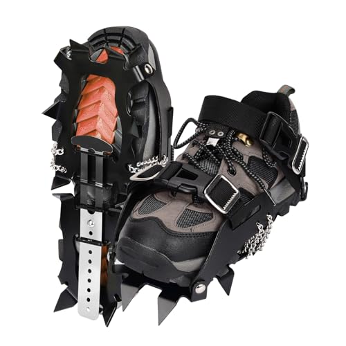 BOOSTEADY Crampones de Hielo para Botas y Zapatos de Senderismo Tacos para Nieve y Hielo con Correas Ajustables para Cubrir Zapatos Agarres
