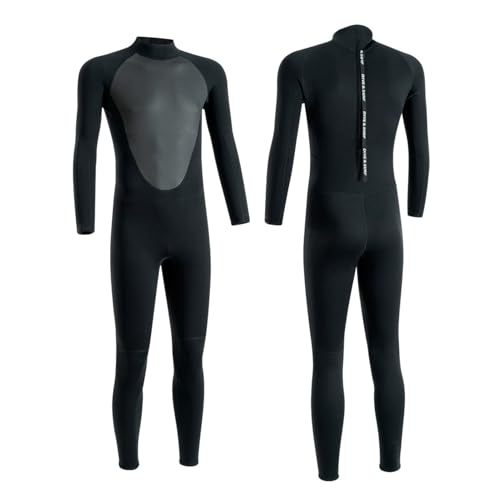 TOVCHEI Men's Wetsuit Neoprene Warm Diving Suit Back Zip Long Sleeves Anti Jellyfish Swimsuit for Surfing Snorkeling, Black,3mm,XL