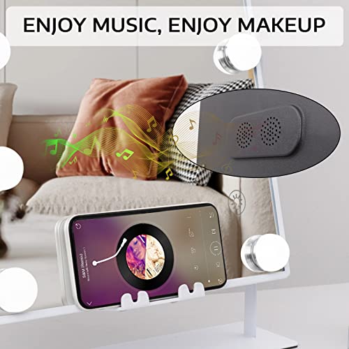 Fenair Hollywood Vanity Mirror With Lights And Bluetooth Wireless Charging Lighted Makeup Mirror With 12 Led Lights Upgrated Hollywood Mirror With Dimmable Lights #TOP2