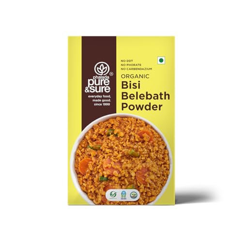 Image of Pure & Sure Organic Bisi Belebath Powder 300G | 100% Authentic South Indian Aromatic Rasam Flavor | Ready to Use, Instant Mix | Chemical Free & Pesticides Free (100g x Pack of 3)