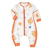 Baby Schlafsack mit Füßen 0.5 Tog, Kinder Sommer Schlafsack mit Beinen Baumwolle Pyjama Abnehmbare Ärmel Schlafanzug Babykleidung Jungen Mädchen 6 Monate-5 Jahre