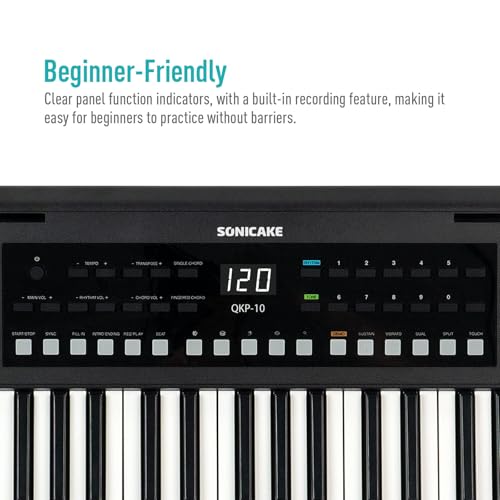 SONICAKE Piano numérique à 61 touches pour débutants Haut-parleurs Bluetooth intégrés, écouteurs, 300 sonorités, 300 rythmes et 80 démonstrations - Les Beatles, Paul McCartney, John Lennon, RIngo Starr, George Harrison SONICAKE Piano numérique à 61 touches pour débutants Haut-parleurs Bluetooth intégrés, écouteurs, 300 sonorités, 300 rythmes et 80 démonstrations – Image 6