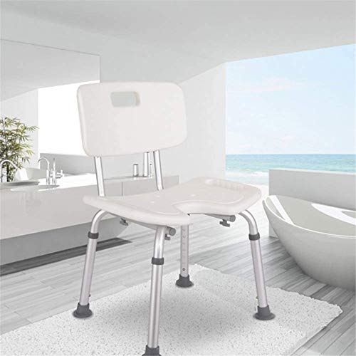 Douchekruk Badstoelen Douchestoel Hoogteverstelbaar met Armen en Rug U-vormige Uitsparing Douchestoel Hulpmiddel Draagbare Badliften voor Vo, - Afbeelding 3