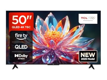 TCL 50T6C 50" QLED TV 4K HDR, FireTV (SmartTV con Dolby Vision e Atmos, HDR10+, Premi e Chiedi ad Alexa)
