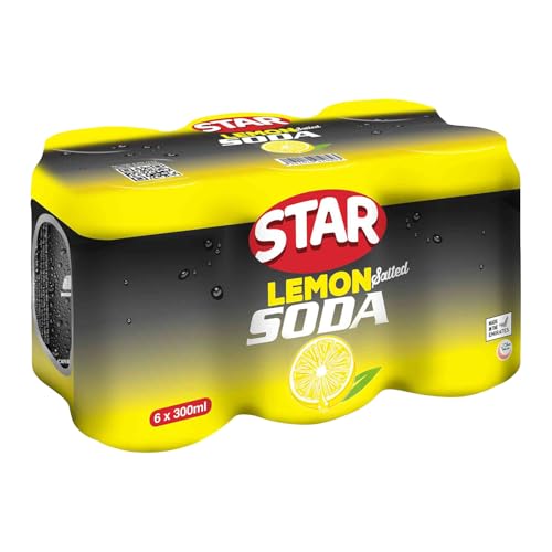 Star Lemon Salted Soda Carbonated Soft Drink Can with Tray 6-Pieces 300 ml