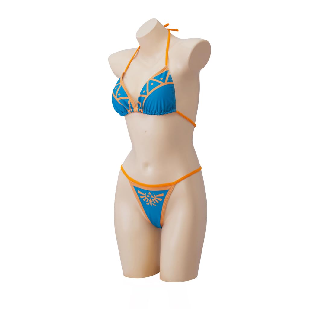 Princess Swimsuit Sexy Blue Bikini Two-Piece Set Swimwear Outfits Halter Bathing Suit: X-Large Blue