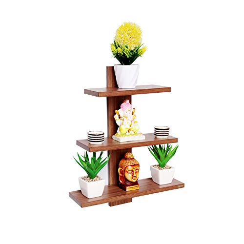 Image of Captiver Engineered Wood Wall Mounted Home Decorative Shelf Racks Stands (Walnut Finish) II Office Decoration Living Room Bathroom Bedroom Pooja