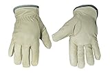 G & F 2012L-3 Cold Weather Premium Genuine Grain Pig Skin Leather Gloves with Red Fleece Lining (3 Pair), Winter Work Gloves, Driving Gloves, Men's Large