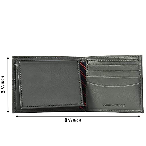 Tommy Hilfiger Men's Leather Wallet - Thin Sleek Casual Bifold With 6 Credit Card Pockets And Removable Id Window, Gray #TOP4