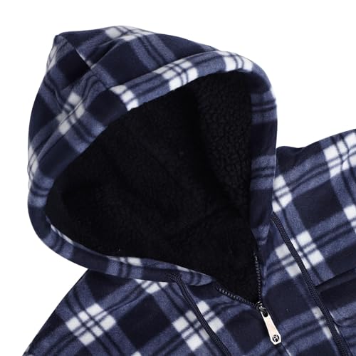 Image of Yasumond Mens Hoodies Fleece Jacket Plaid Flannel Heavy Sherpa Lined Hooded Zip Up Warm Winter Coats Big Tall