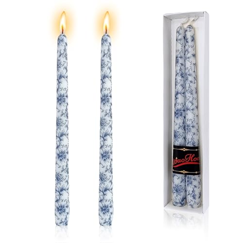 Njaohoo Njao Hoo Candlesticks 10 In Straight Taper Candles Hand Printing Blue And White Candlesticks Tall Tapered Candle Sticks For Home Garden Decor Simple Modern cover