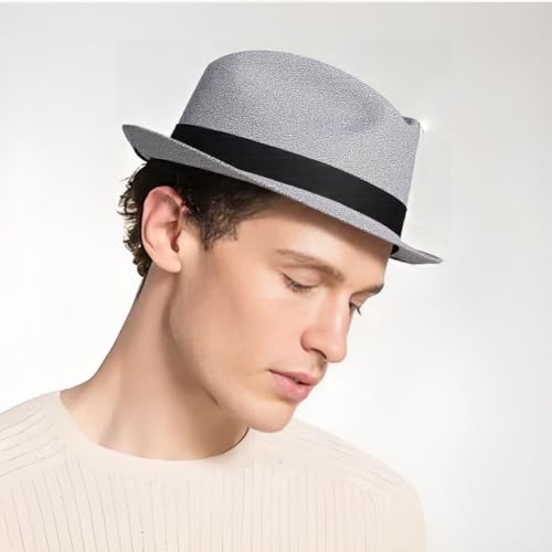 Image of 1920s Men Fedora Hat Cap for Men,Manhattan Hat for 1920s Mens Gatsby Costume Accessories