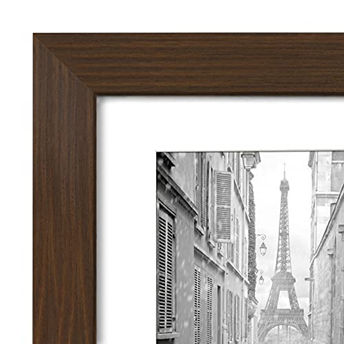 Americanflat 9x12 Picture Frame with Shatter-Resistant Glass - Use as 6x8 Frame with Mat or Display 9x12 Photo Without Mat - Signature Collection - Picture Frames for Tabletop and Wall - Walnut