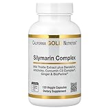 California Gold Nutrition Silymarin Liver Health Complex, Milk Thistle Extract with Curcumin, Artichoke, Dandelion, Ginger, Black Pepper, Synergistic Liver Detox & Cleanse, 120 Veggie Capsules