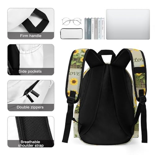 Sac à dos ordinateur portable allégeant la charge avec style tournesol rétro - 5