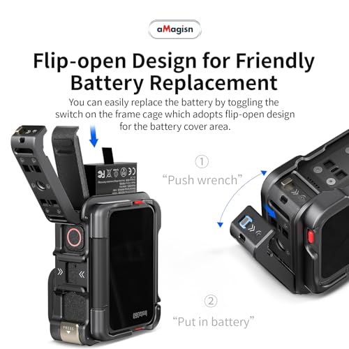 Ace Pro Aluminum Metal Frame Cage Case Bag with Silicone Lens Cap Screen Protector Compatible with Insta360 Ace Pro Camera Accessories Kit