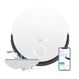 TP-Link Tapo RV10 2-in-1 Robotic Vacuum Cleaner & Mop, 4-Level 2000Pa Suction, Google Assistant & Alexa Compatible | Auto-Charging | Auto-Boost | 3-Hour Continuous Cleaning | Hub Included