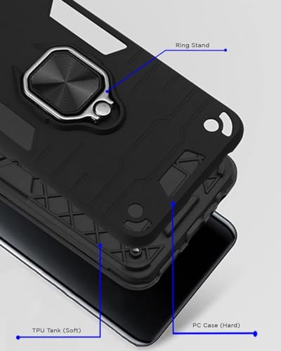 Image of JANAK RAJ Ringstand Armor Bumper Back Case Cover Compatible with Xiaomi Redmi Note 5 Pro | Tough Rugged Shockproof PC+TPU Kickstand 360 Protective Design - Black