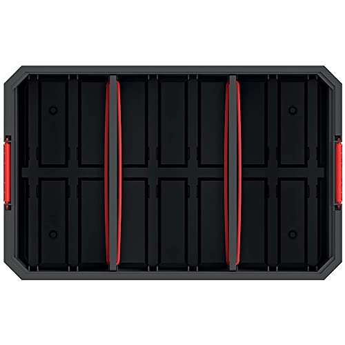 Kistenberg Transportkiste Stapelbox Werkzeugkiste Lagerkiste Aufbewahrungsbox Modulkiste (mit trennwänden, stapelbar, Ladefähigkeit bis 50 kg, Kunststoff, schwarz, Modular Solution 520 x 329 x 210 mm)