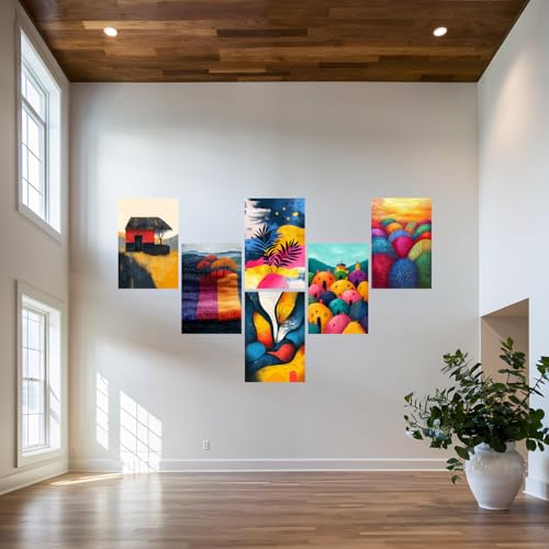 Image of SiddArtify Abstract Landscape Wall Art Prints Set - Colorful Poster Decor for Living Room Bedroom Office - 12x18 inch Board Pack of 6