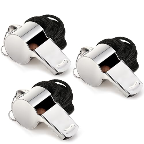 Fya Whistle, Stainless Steel Whistle with Lanyard, 3PCS Very Loud Sports Whistle, Perfect for Referees, Coaches, Polices, Outdoor Sports, Emergency