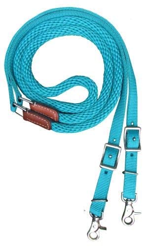 Showman Premium Braided 8' Nylon Contest Reins (Teal)