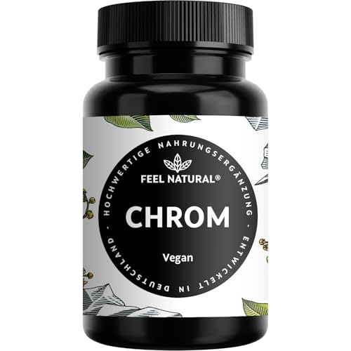 Chrom aus Chromium Picolinate – 365 Stück Jahresvorrat - hochdosierte 200 mcg Chrom Tabletten – vegan – in Deutschland entwickelt & laborgeprüft