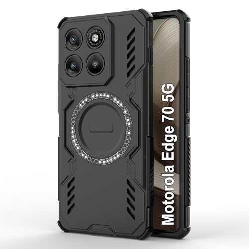 Image of Zapcase Back Case Cover for Motorola Edge 70 5G | Magnetic Case with Built-in Metal Ring | Supports MagSafe Charger, Wallet & Car Mount | Shockproof Hybrid PC + TPU | Black