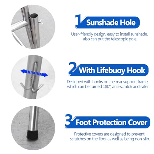 Silla Salvavidas para Piscina Escalera de Rescate Acero Inoxidable miniatura 5