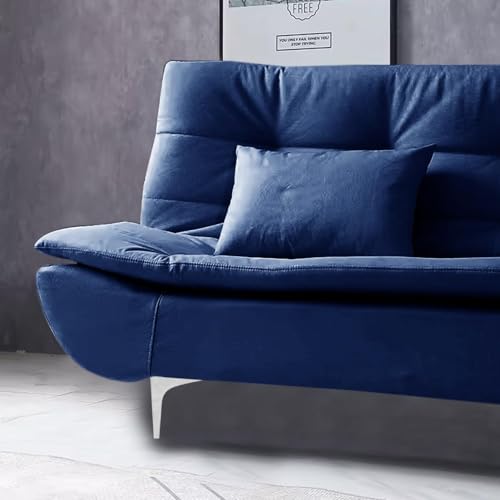 Image of Dr Smith Velvet Seater Wooden Frame Sofa Cum Bed Living Room - Dark Blue Color