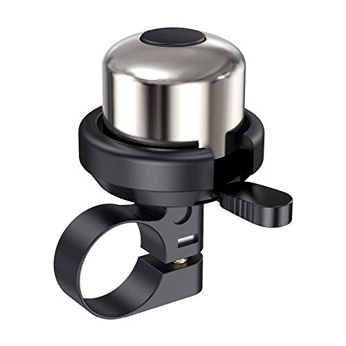 cfmour Bike Bell, Mini Bicycle Bell for Adults Kids, Brass Material Loud Crisp Clear Sound, Silver