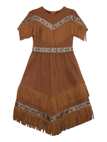 Kids Girls Maiden Prince Dress Fancy Party Fringe Tassel Native American Dress Up for Carnival3