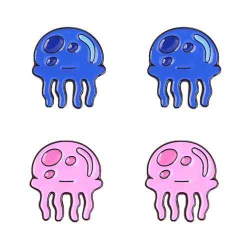 Image of Ximimark 4 pcs Cartoon Marine Life Alloy Brooch Lovely Color Jellyfish Marine Animal Badge Shirt Backpack Decoration, Birthday Party Gift, Creative Small Gift, Holiday Accessory, Birthday Party
