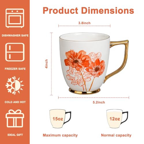 Taza de cerámica con margaritas 15 oz para café y té miniatura 2