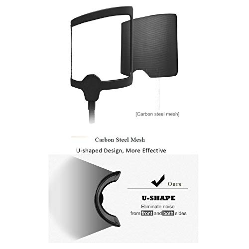 Etubby [Heavy Duty] Microphone Stand With U-Shaped Steel Mesh Mic Pop Filter, Suspension Boom Scissor Arm Stand Mic Clip Holder For Blue Yeti, Snowball & Other Mic In Recording, Broadcasting, Etc. #TOP5