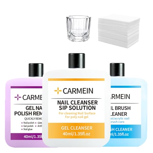 Nail Cleaner &amp; Brush Cleaner &amp; Gel Nail Polish Remover, 40ml/1.35fl.oz Must-Have Nail Care Trio (Nail Brush Cleaner setC)