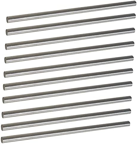 Tynulox 10Pcs 304 Stainless Steel Round Rod, 1/8" Diameter 8" Length Metal Solid Shaft Rods for Industry, Metal Working Hobbies and DIY Craft