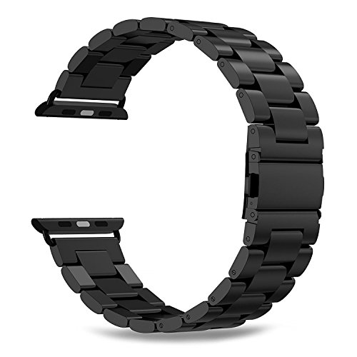 INFILAND for 42mm Band Series 1 Series 2, Stainless Steel Metal Replacement Strap Wrist Band for 42mm All Models, Black