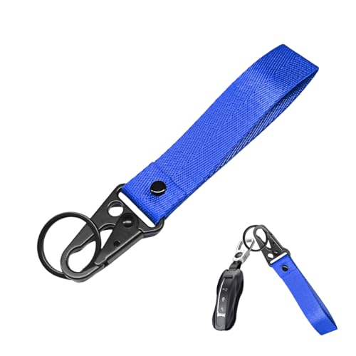 Image of Wevdn Car Key Chain, Fabric Metal Practical Multifunctional Motorcycle Keychain, Anti-Lost Keychain with O-Ring for Men Women (Blue)