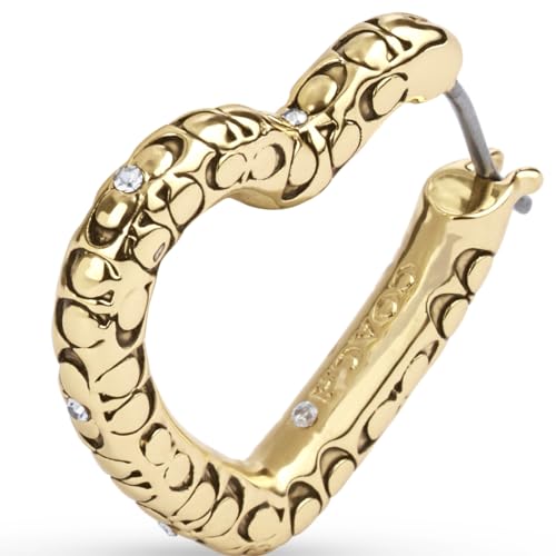 COACH Womens Signature Quilted Heart Hoop Earrings2