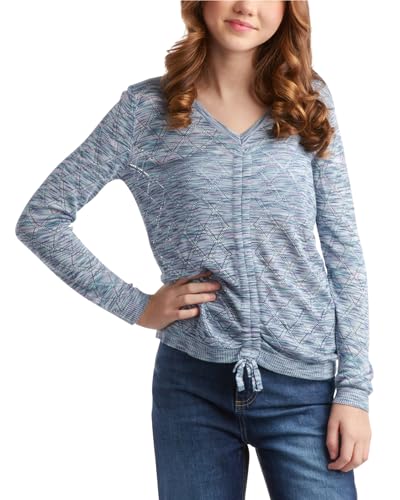 Steve Madden Girls' Shirt –Lightweight Casual Knit V-Neck Long Sleeve Shirt – Cute Top for Girls (4-16)