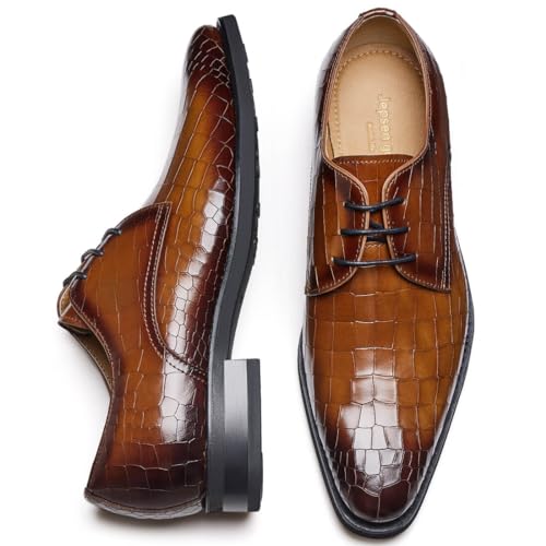 Image of Men's Dress Shoes Genuine Leather Oxfords Luxury Formal Business Suit Shoes with Blake Rapid Stitch