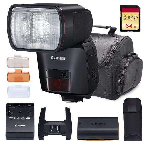 Canon Speedlite EL-1 (Version 2) | High-Power Flash with Fast Recycling, Precise TTL Control & Advanced Wireless Functions | For Portraits, Weddings & Events (7288C002) + 64GB Memory Card + Camera Bag