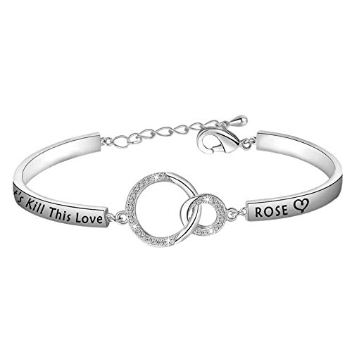 WSNANG Korean Group Inspired Gift Let's Kill This Love Album Jennie Lisa Jisoo Rose Bracelet for Blinks Kpop Girls Group Jewelry Gift for Fans (Rose-S)