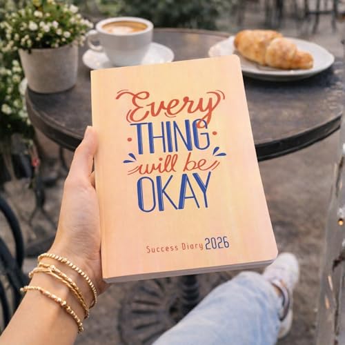 Image of Success Diary 2026 A5 Ruled Notebook | Motivational Quote Cover | 120 Pages | 80 GSM Paper | Rounded Corners | Single Line | Daily Writing Journal (Everything Will Be Ok)