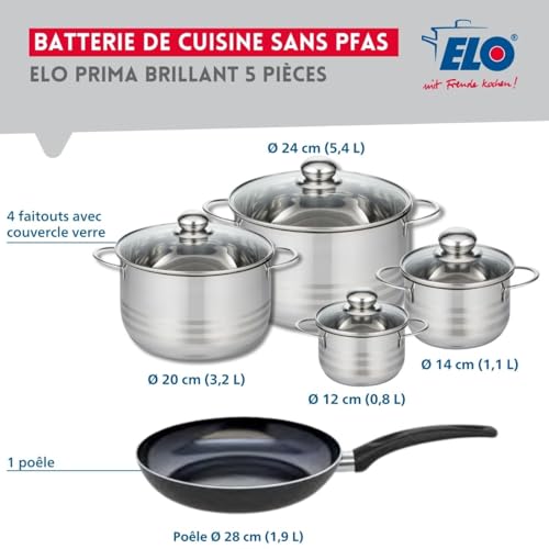 Ensemble de casseroles inox ELO Prima Brillant de qualité supérieure - 3