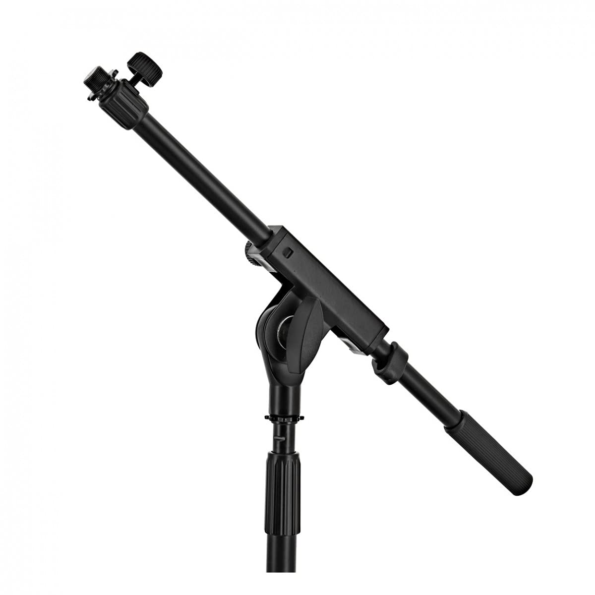 Soporte de micrófono bajo con brazo extensible de Gear4music | Perfecto para bombos y caisson de guitarra, base de trípode estable antideslizante, brazo telescópico flexible
