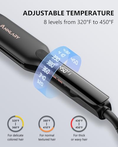 Image of Annlary 1.75 Inches Flat Iron Hair Straightener with Heat Resistant Silicone Mat Pouch, Professional Ceramic Ionic Dual Voltage Straightener for Less Frizz, Shinier & Smoother Hair