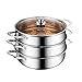 3 Tier acciaio inossidabile Vaporetti, professionale in acciaio inox Vapore Set, Steamer Basket Rack set adatto for tutti i tipi di stufe, coperchio vetro temperato, fondo composito, opzioni dimension