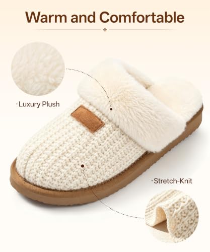 Image of Litfun Fuzzy Memory Foam Slippers for Women Indoor Outdoor House Shoes